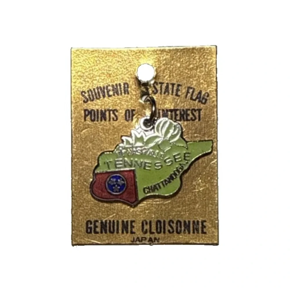 Tennessee State Souvenir Charm Green Enamel Cloisonné J22
